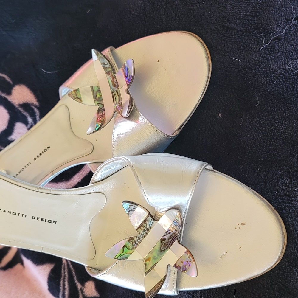 Giuseppe Zanotti Silver Sandals with Crisscross Straps